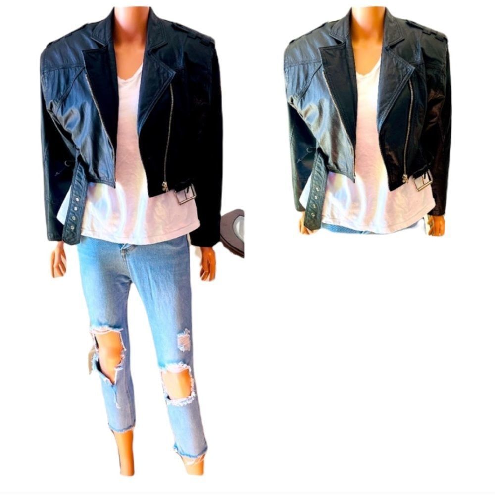 BB Dakota Genuine Leather Cropped Moto Jacket Sz S